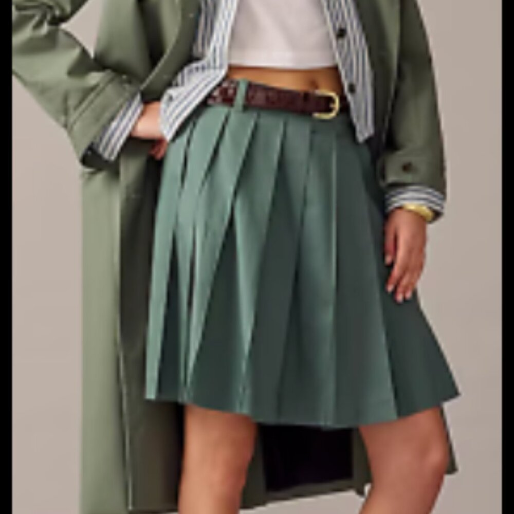 NWT Jcrew Pleated mini skirt in stretch twill Size 16
